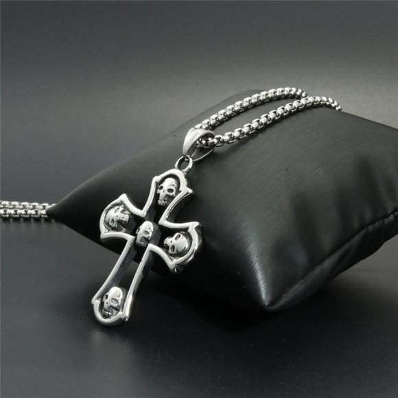❤️Jesus Cross Trend Skull pendant Necklace for women/men, N90201P219 - Picture 6 of 8